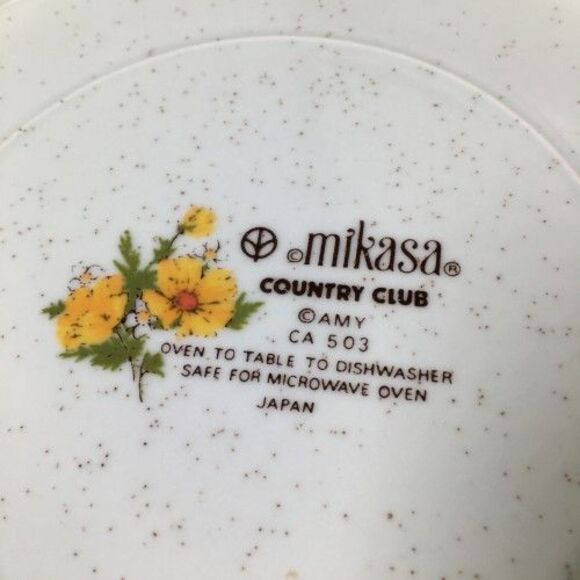 SET OF 4 Mikasa Country Club Amy Dinner Plates CA 503 Blue Yellow Floral 10 3/4" - Picture 6 of 10